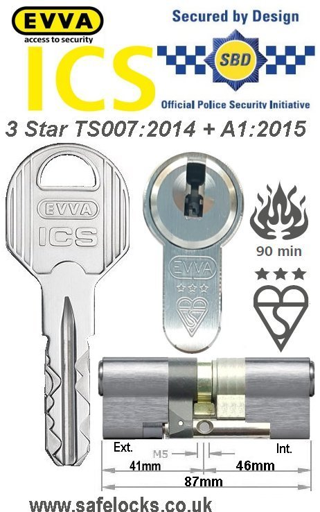 Evva ICS 41ext-46int 3-star TS007:2014 High security Anti-snap euro cylinder