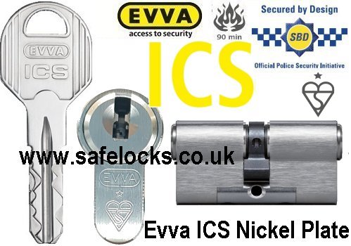 Evva ICS 36/41 Polished Chrome Euro cylinder lock BS-EN1303 2015