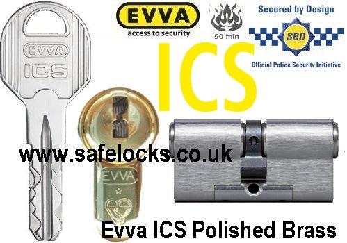 Evva ICS 51/61 Polished Brass Euro cylinder lock BS-EN1303 2015