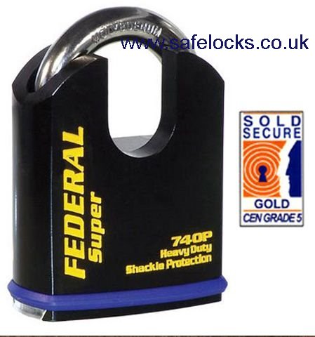 Federal FD740P Sold Secure Gold CEN 5 Super Heavy Duty 70mm Solid Steel Padlock