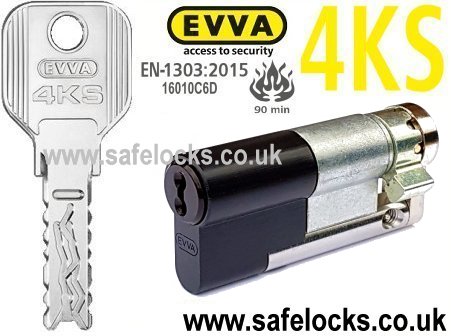 Evva 4KS 71mm Black Half Euro cylinder HZ62 BS-EN1303 2015