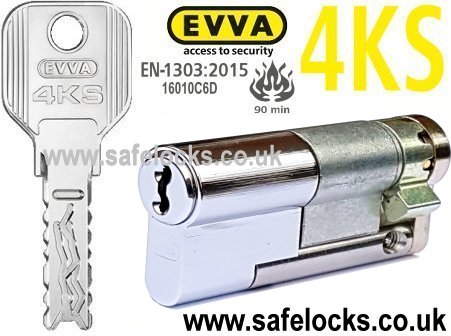 Evva 4KS 71mm Polished Chrome Half Euro cylinder HZ62 BS-EN1303 2015