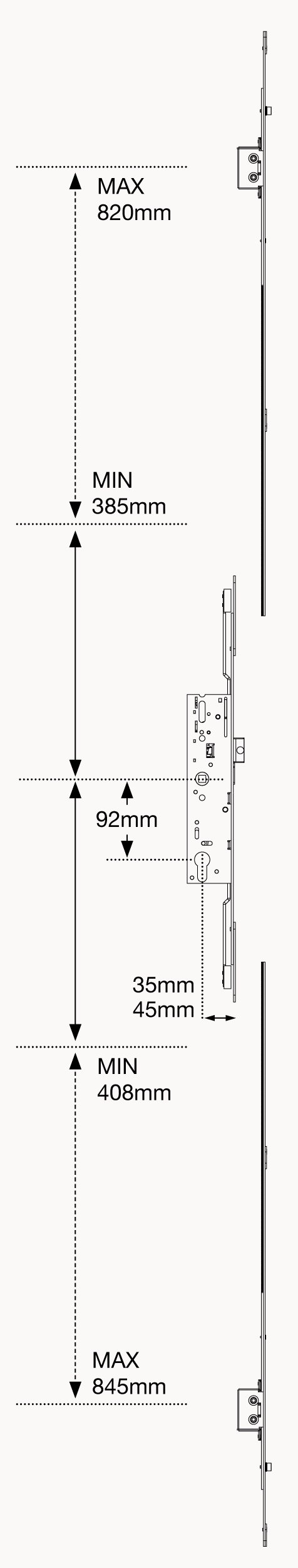 Yale YDM-BS-PVCU-45 DM PAS3621:2011 PVCu 45mm B/Set 16mm F/Plate 