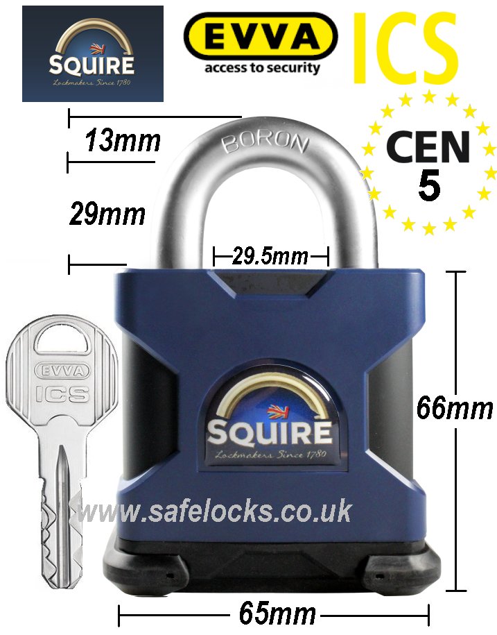 Squire SS65 CEN 5 rated high security padlock with Evva ICS patented key 