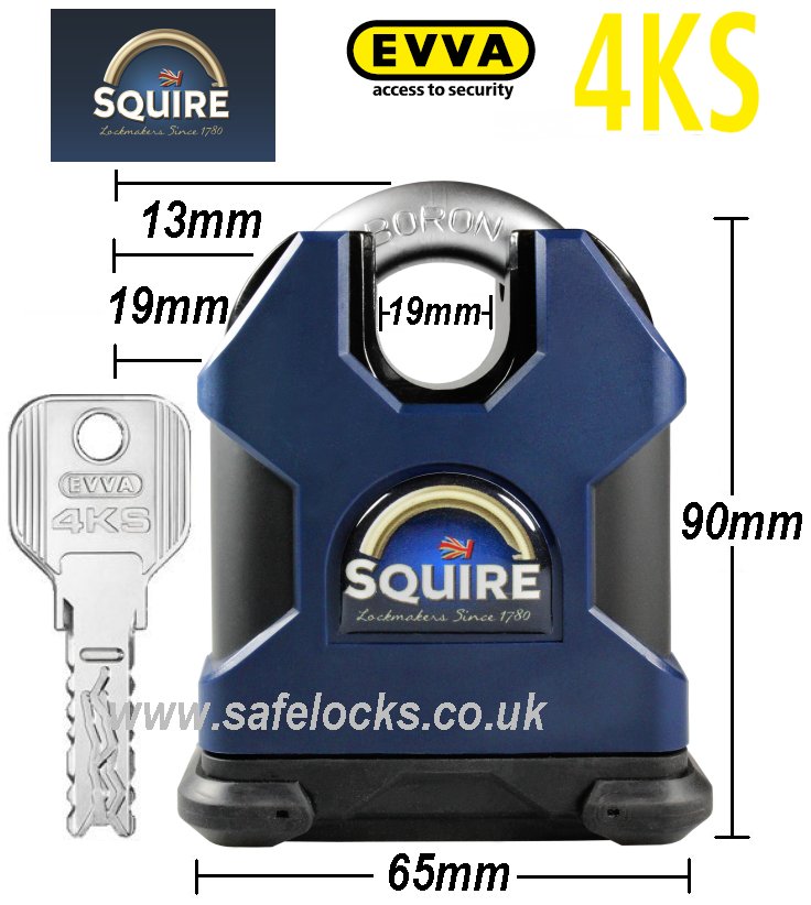 Squire SS65CS CEN 6 with Evva 4KS patented key highest security padlock