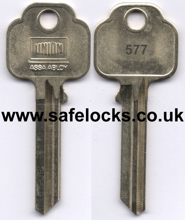 Union Parkes 577 section cylinder keys cut to code KB577 genuine key cutting