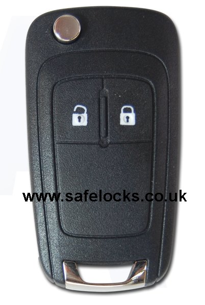 Vauxhall Astra J 2009-2015 2 button flip remote 13308193 with key cut to code